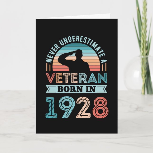 Veteran born 1928 100th Birthday Military Gift Card (Front)