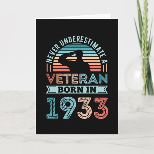 Veteran born 1933 90th Birthday Military Gift Card