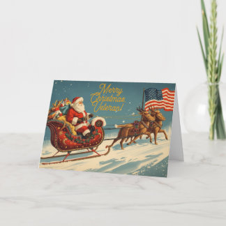 Veteran Christmas Vintage Santa Patriotic Holiday Card