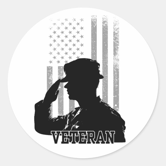 Veteran Classic Round Sticker (Front)