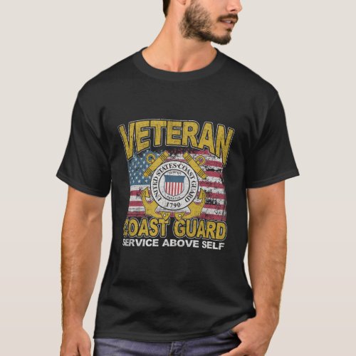 Veteran Coast Guard Service Above Self _ Distresse T_Shirt