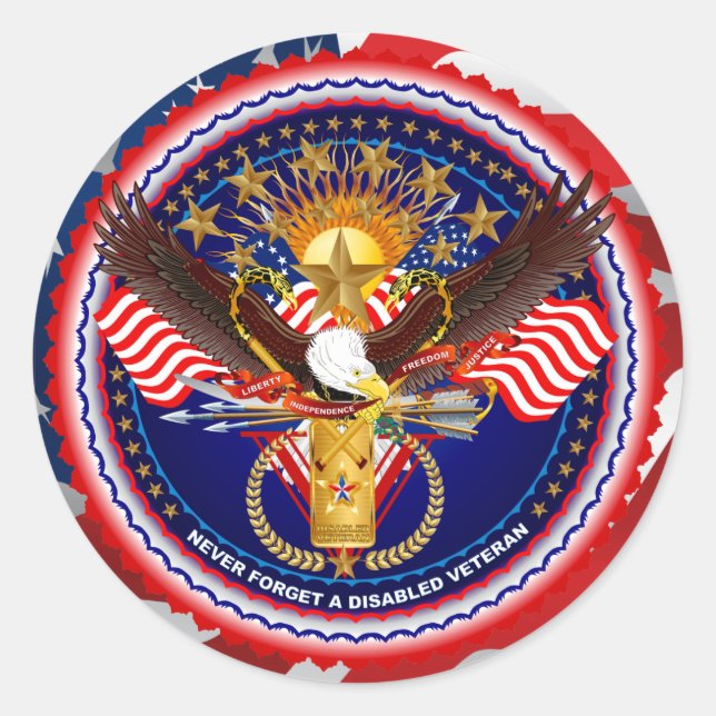 Veteran Customize Edit & Change background color Classic Round Sticker (Front)