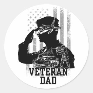 Veteran Dad Classic Round Sticker