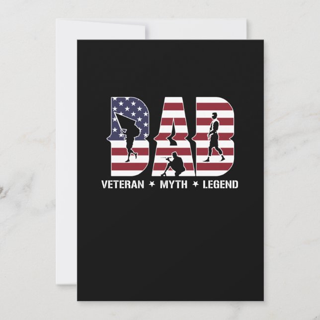 Veteran Dad USA Flag Happy Veterans Day Support Thank You Card (Front)