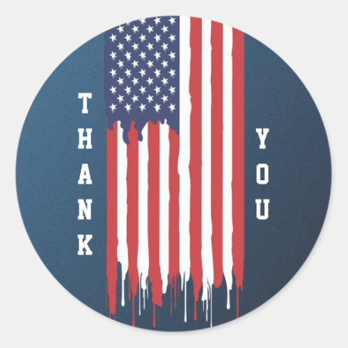  Veteran Day American Flag  Thank You  Classic Round Sticker