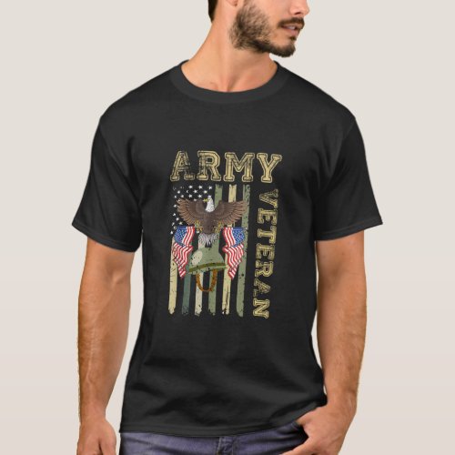 Veteran Day American Flag Vintage Army  T_Shirt