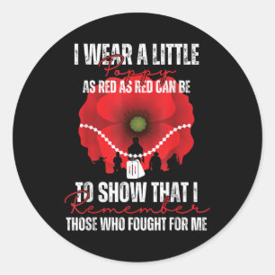 Veteran Day Red Poppy Flower Usa Memorial Day Classic Round Sticker