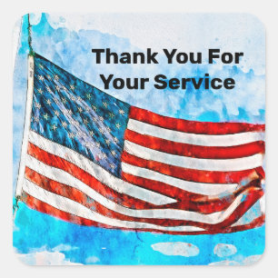Veteran Day Thank You For Your Service Square Sticker