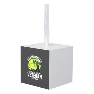 Veteran Death Smiles Halloween Design_1 Cube Ornament