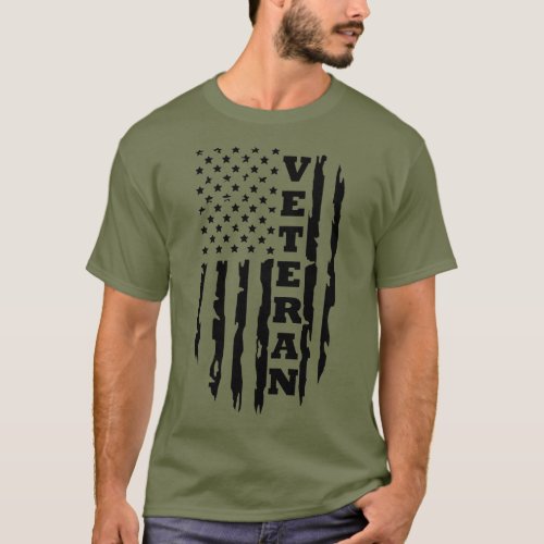 Veteran Distressed American Flag T_Shirt
