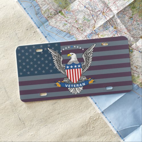 Veteran Eagle Flag of the USA License Plate