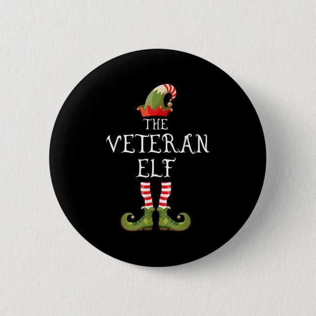 Veteran Elf Family Matching Group Christmas Us Arm Button (Front)
