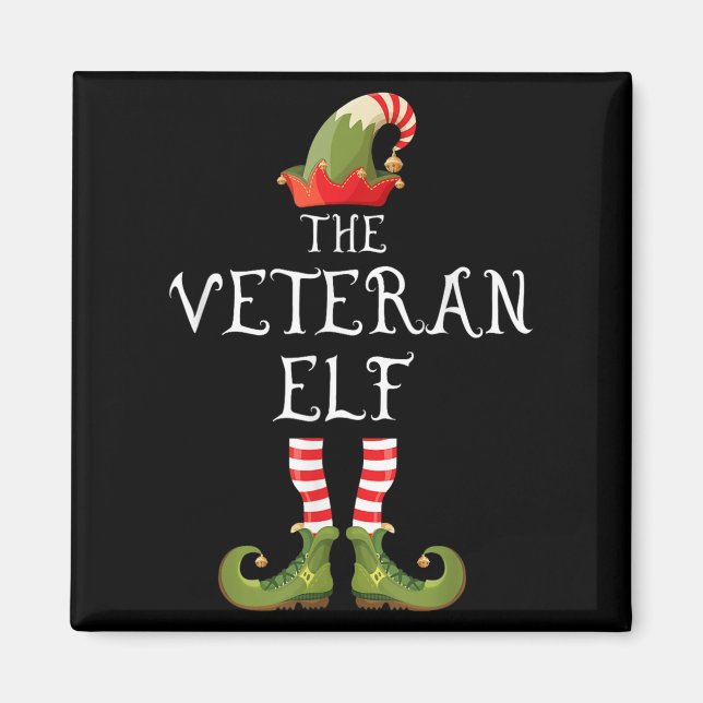 Veteran Elf Family Matching Group Christmas Us Arm Magnet (Front)