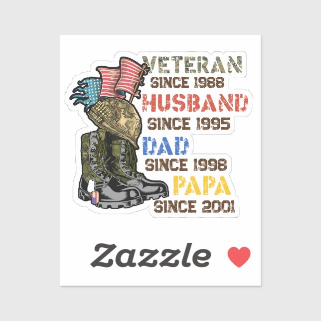 Veteran Father Husband Dad Grandpa Family Gift Sticker (Sheet)