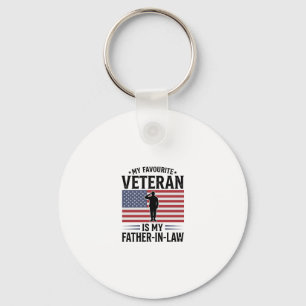 Veteran Father In Law Patriotic Vintage Quote Desi Keychain