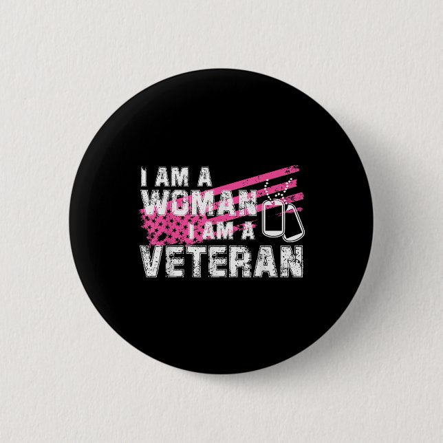 Veteran Female Pink Usa Flag Veterans Day Button (Front)