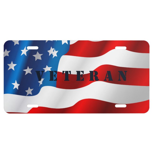 Veteran Flag Aluminum License Plate (Front)