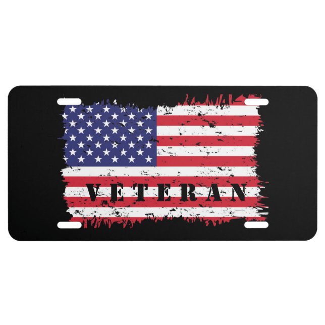 Veteran Flag License Plate (Front)