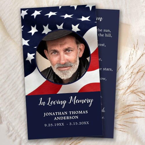 Veteran Flag Memorial Prayer Card Funeral Favor