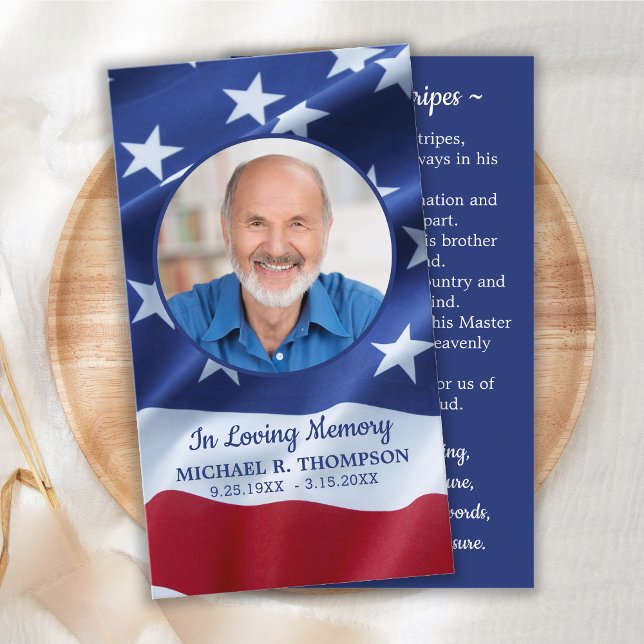 Veteran Flag Photo Funeral Memorial Prayer Card (Creator Uploaded)
