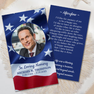 Veteran Flag Photo Patriotic Memorial Prayer Card