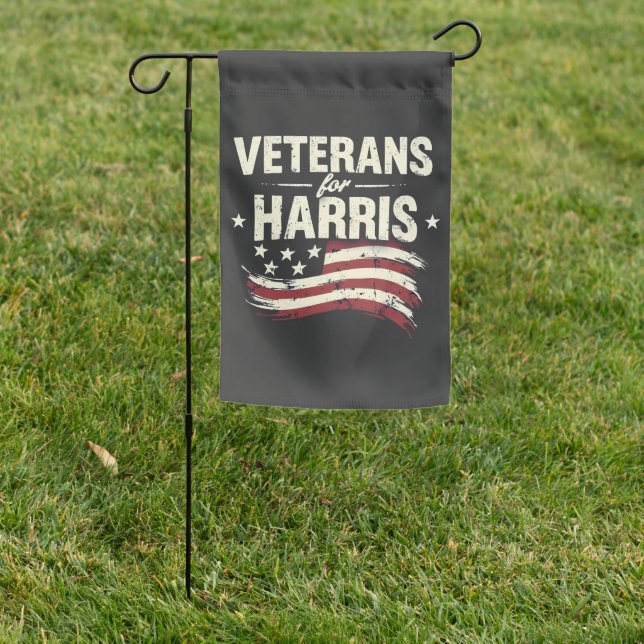 Veteran for Harris Kamala Harris Army Election Garden Flag (In SItu)