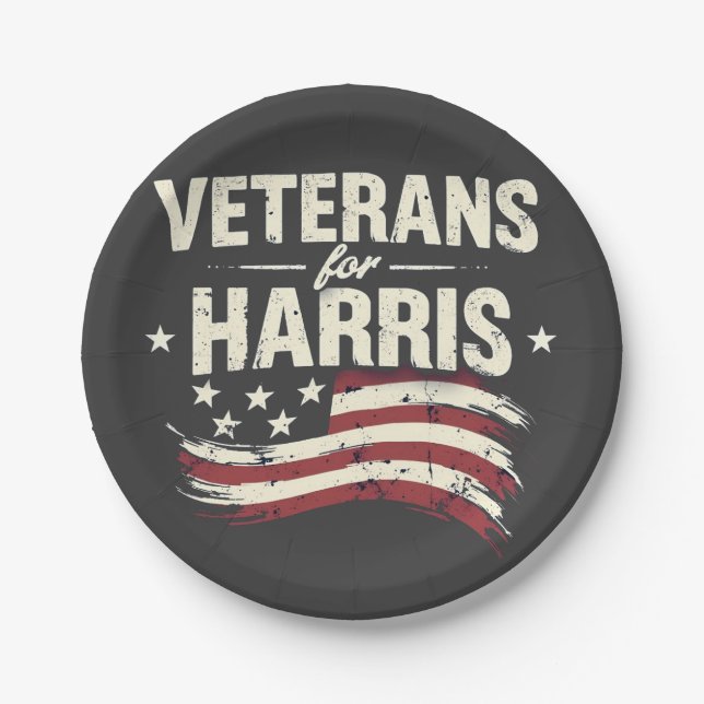 Veteran for Harris Kamala Harris Army Election Paper Plates (Front)