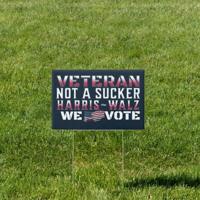 Veteran for Harris Walz Election 2024 Never Trump Sign (Insitu)