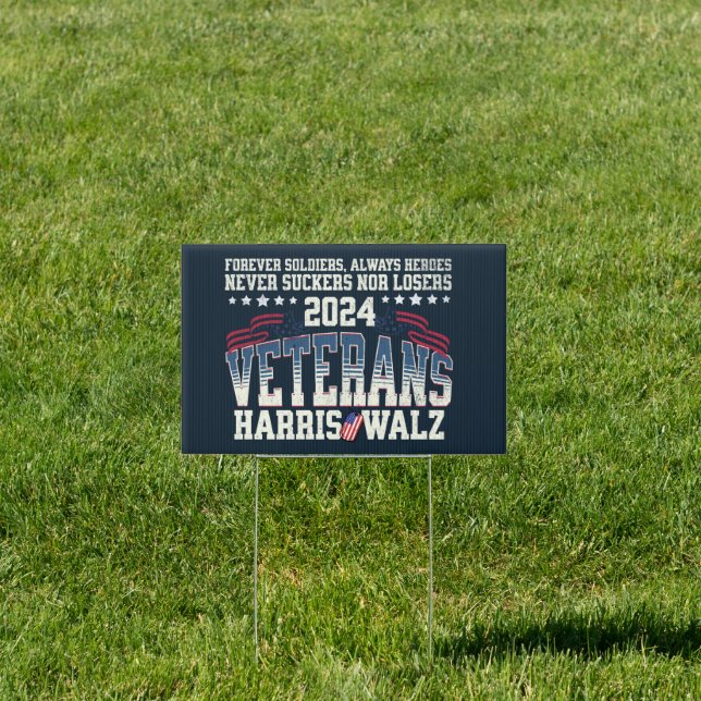 Veteran for Harris Walz Election 2024 Sign (Insitu)