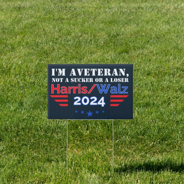 Veteran for Harris Walz Election 2024 Sign (Insitu)