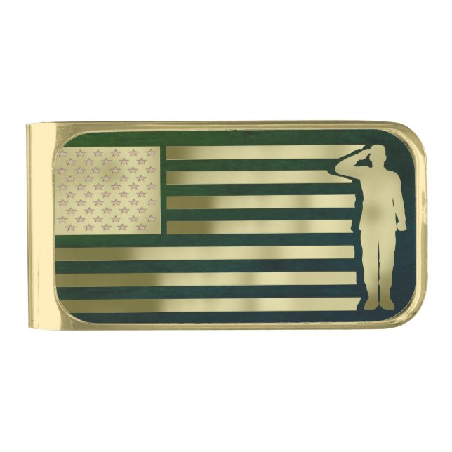Veteran Gold Finish Money Clip (Front)