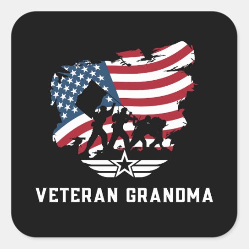 Veteran Grandma Square Sticker