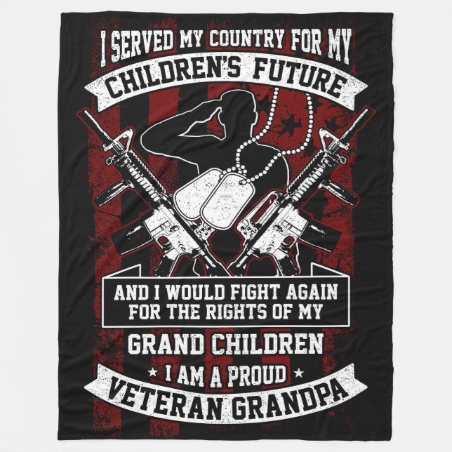 Veteran Grandpa  Fleece Blanket (Front)