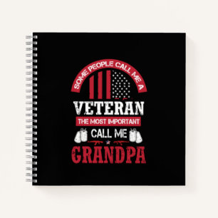Veteran Grandpa   Patriotic Military Tribute Notebook