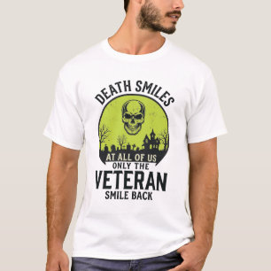 Veteran Halloween Death Smiles Funny Retro Skull_1 T-Shirt
