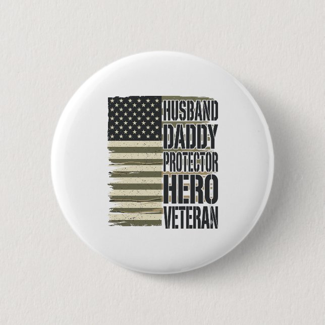 Veteran Husband Daddy Protector Hero Flag Shirt De Button (Front)