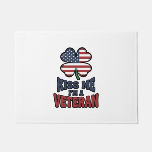 Veteran Kiss Me Patriotic Clover Vintage Shirt_1 Doormat