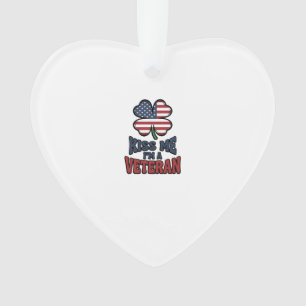 Veteran Kiss Me Patriotic Clover Vintage Shirt_1 Ornament