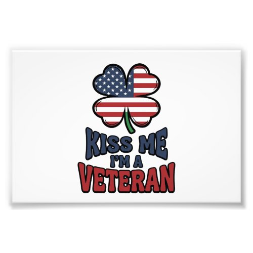 Veteran Kiss Me Patriotic Clover Vintage Shirt_1 Photo Print