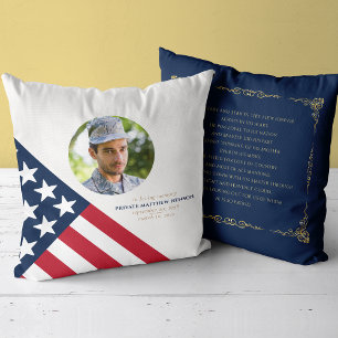 Veteran Memorial Photo Stars Stripes Throw Pillow