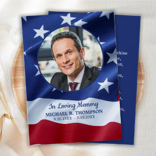 Veteran Memorial Prayer Card Photo Patriotic Flag