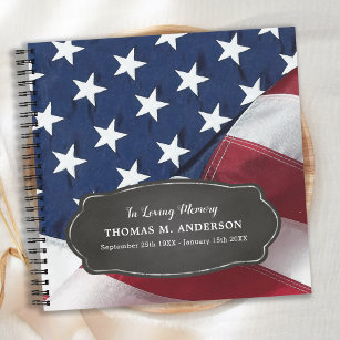 Veteran Memorial US Flag Funeral GuestBook Notebook