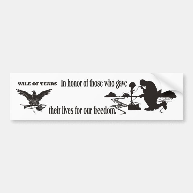 Veteran Memorial Vale of Tears Remembrance Bumper Sticker (Front)