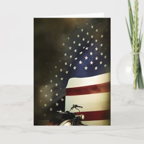 Veteran Military Patriotic Inspired  Motorcycle  H Holiday Card