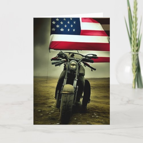 Veteran Military Patriotic Inspired  Motorcycle    Holiday Card