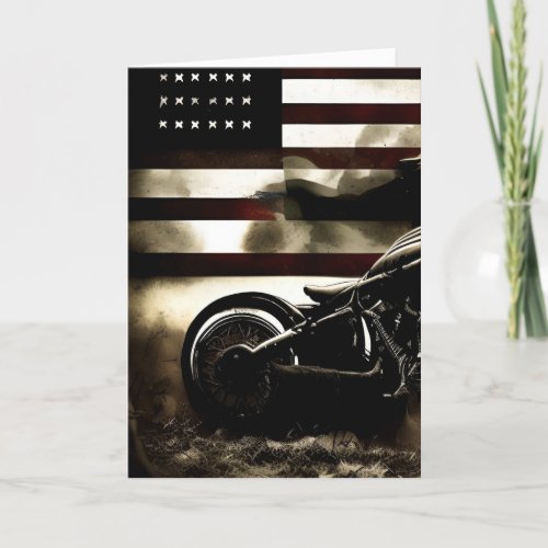 Veteran Military Patriotic Inspired  Motorcycle  Holiday Card