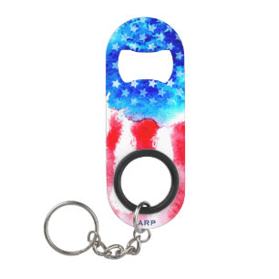 *~* Veteran Military Red White Blue American Flag Keychain Bottle Opener