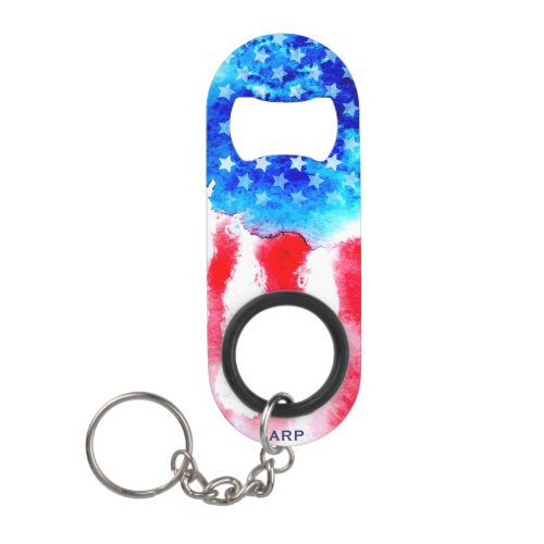  Veteran Military Red White Blue American Flag Keychain Bottle Opener