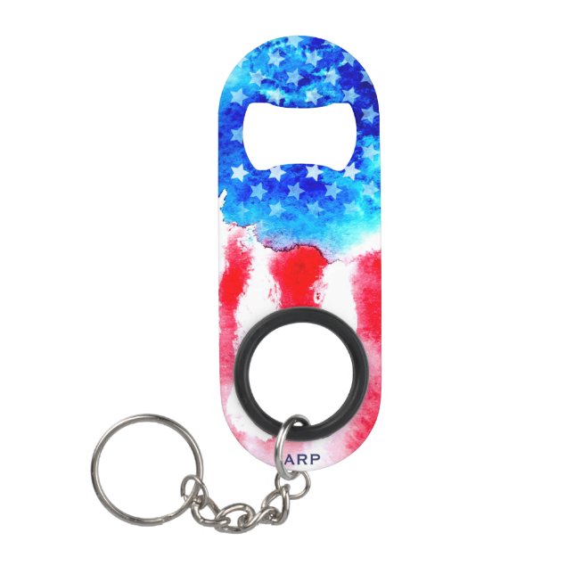 *~* Veteran Military Red White Blue American Flag Keychain Bottle Opener (Front)