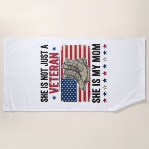 Veteran Mom Patriotic Military Boots Shirt Design_ Beach Towel